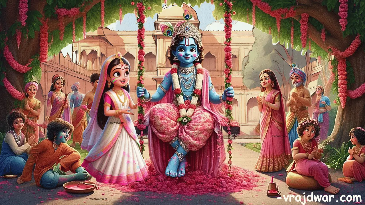 nandalay dolotsav darshan , nandalay dolotsav shrinathji darshan , nandalay dol utsav shrinathji darshan, Pushtimarg dolotsav darshan nandalay, Nand mahal holi, nand mahal dhuleti, vraj holi, vraj ki holi, Dhuleti festival in vraj