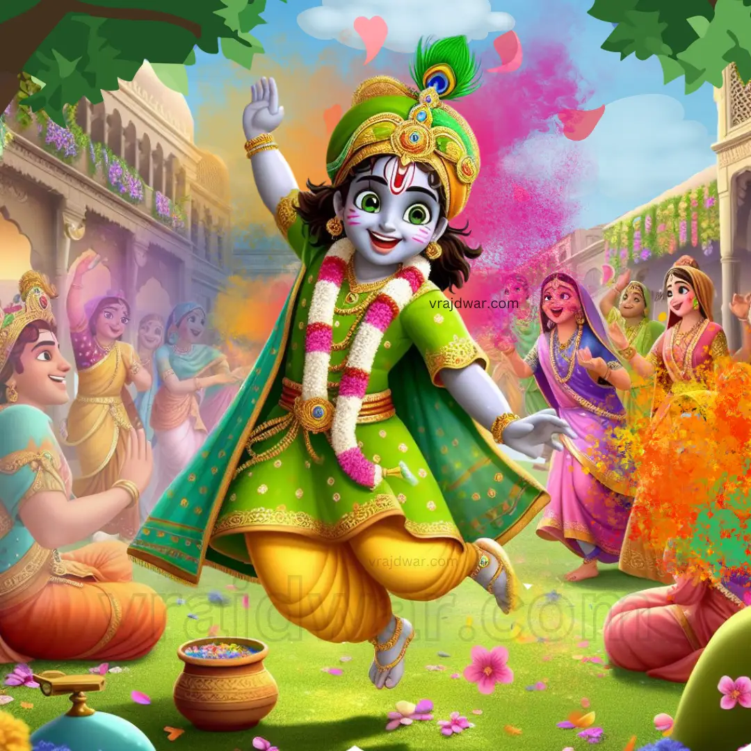 krishna playing holi