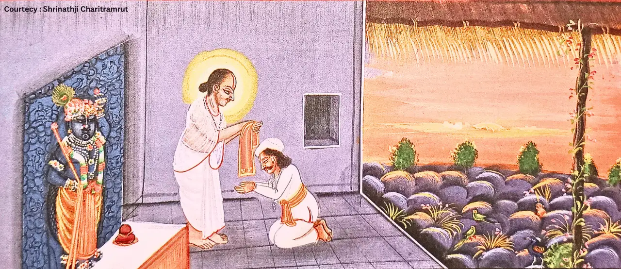 श्री महाप्रभुजी कृष्णदासजी को अधिकारी के रूप मे नियुक्त करते हुए 