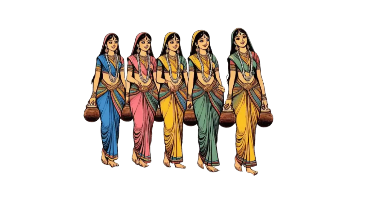 Gopis with matuki (1) दान लीला गोपी , दान एकादशी