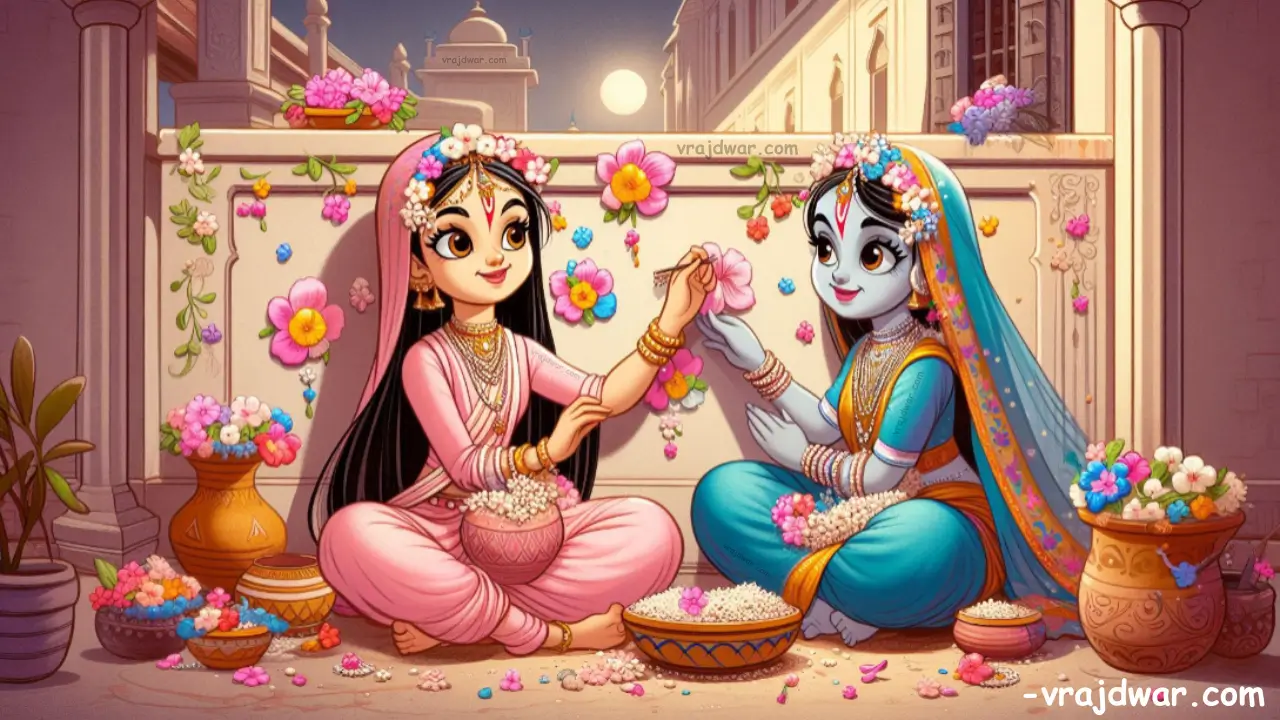 श्री कृष्ण श्यामा सखी लीला | पुष्टिमार्ग सांझी | सांझी कला पुष्टिमार्ग | श्रीनाथजी सांझी 