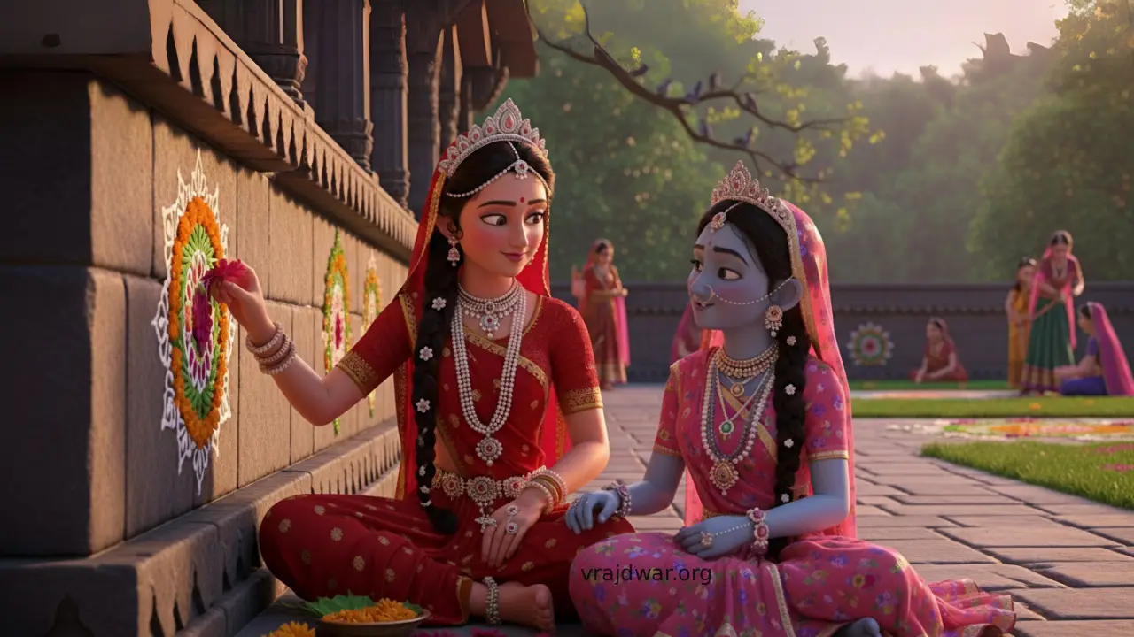 श्री कृष्ण श्यामा सखी लीला | पुष्टिमार्ग सांझी | सांझी कला पुष्टिमार्ग | श्रीनाथजी सांझी 