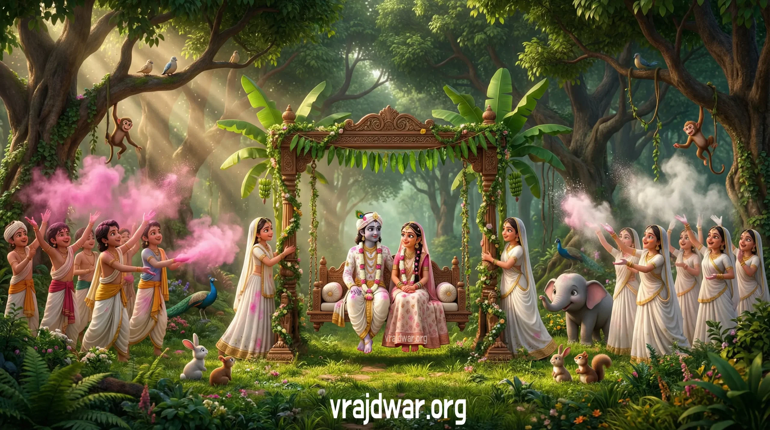 kunj dol , kunjan me holi ,kunj me dolotsav, डोलोत्सव - धूलेटी श्रीनाथजी दर्शन कुंज होली 