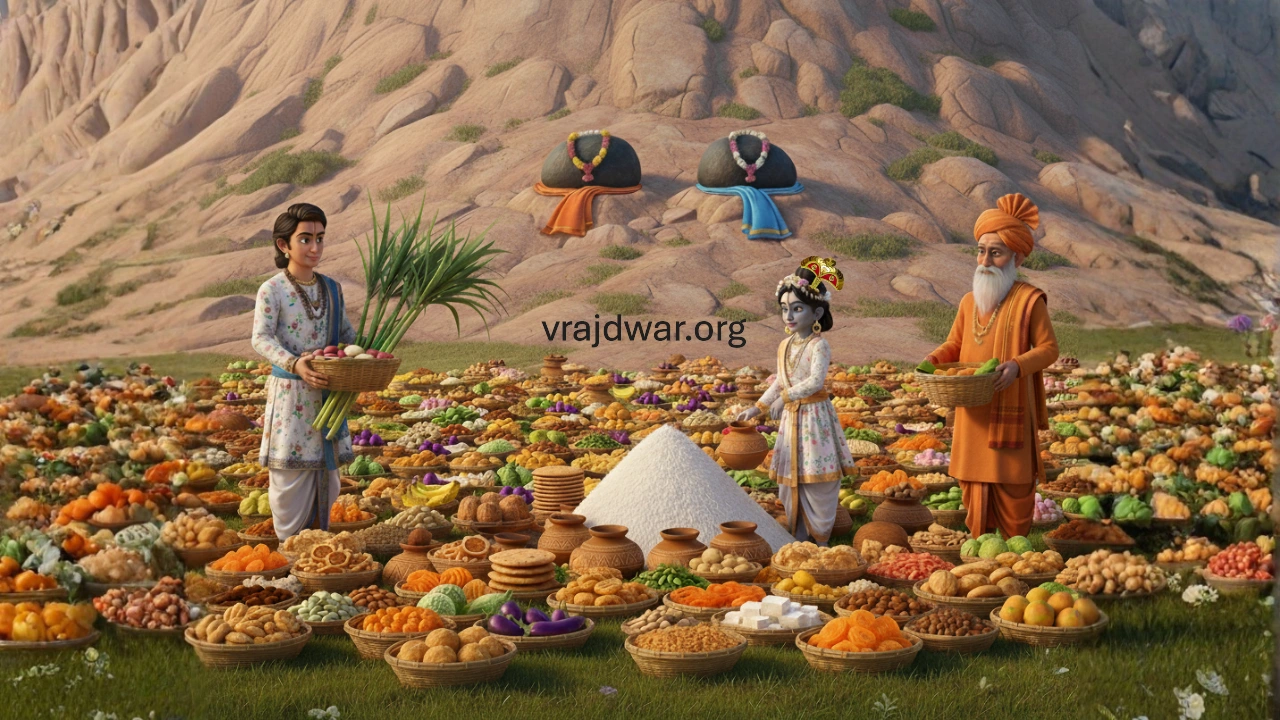 annakut darshan गोवर्धन पूजा अन्नकूट 