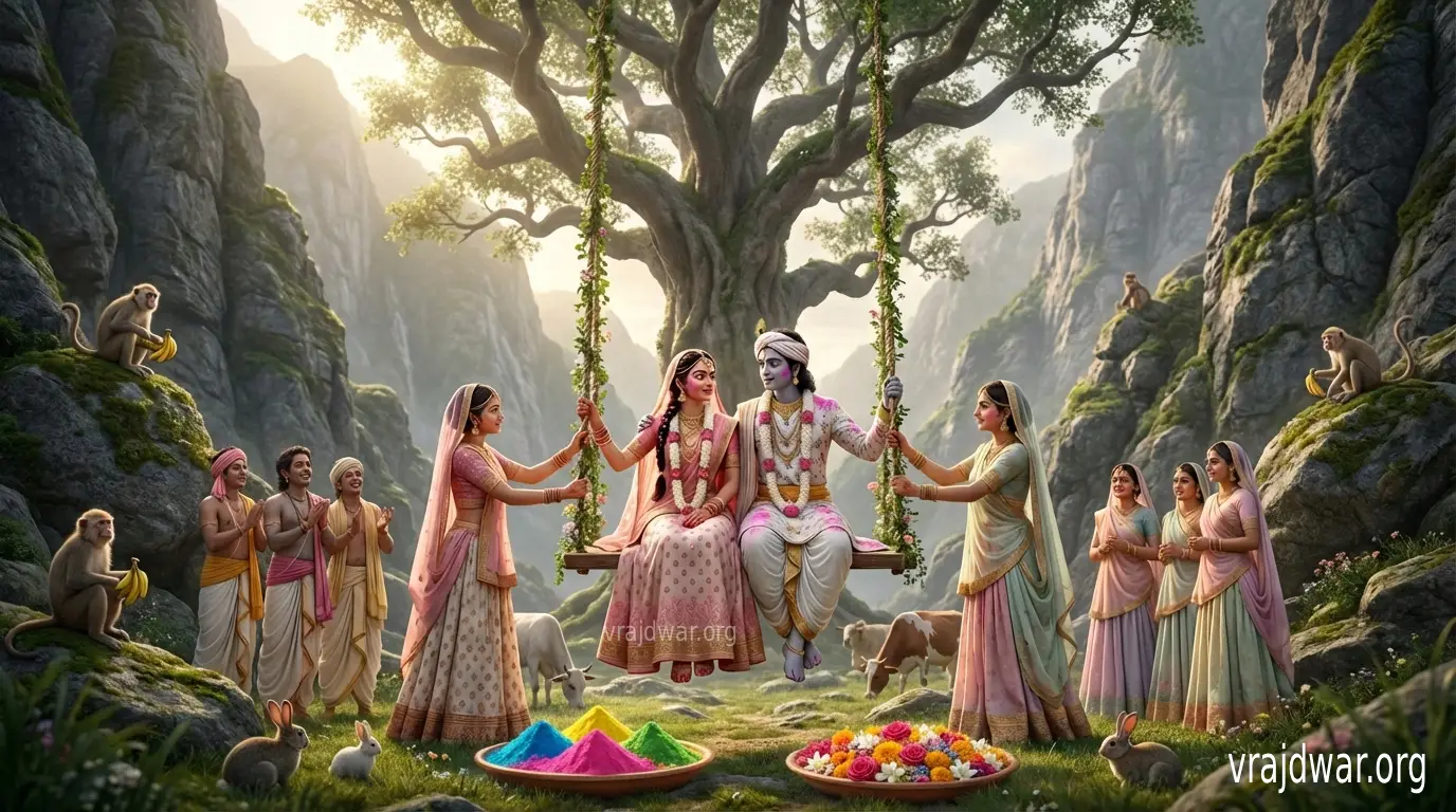 govardhan me dol utsav , girirajji ki taleti me dol, डोलोत्सव - धूलेटी श्रीनाथजी दर्शन गोवर्धन गिरिराज 