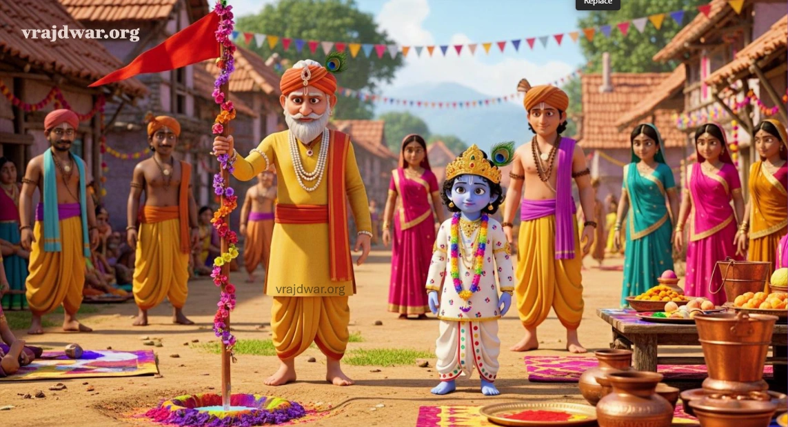 Holi danda ropan, holi danda ropan pushtimarg, holi danda ropan krishna leela, holi danda ropan mahatmya, holi danda ropan shrinathji seva kram nathdwara